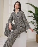 Stylish cotton co-ord set with printed kurti and matching pants, perfect for casual and ethnic wear.