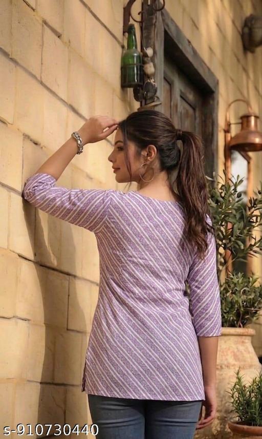 Women Lehariya Short Kurti// Cotton Kurti//Daily Wear//College Wear//Office Wear - Image 3