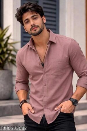Men's Rose Pink Solid Shirt | Cotton Blend Full Sleeve Regular Fit Shirt for Men | Casual & Office Wear