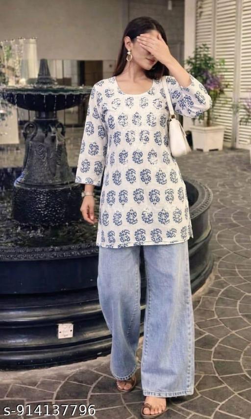 Women White Embroidery Kurti|| Topwear||Daily Wear Kurti