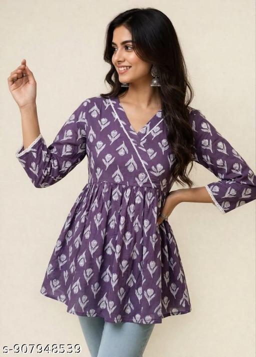 Women Anarkali Short Kurti//style//fashion//Floral Printed Kurti//Daily Wear//College Wear//Office Wear - Image 2