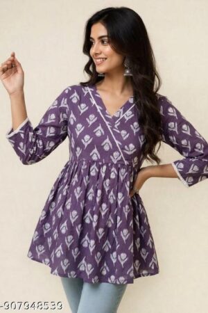 Women Anarkali Short Kurti//style//fashion//Floral Printed Kurti//Daily Wear//College Wear//Office Wear