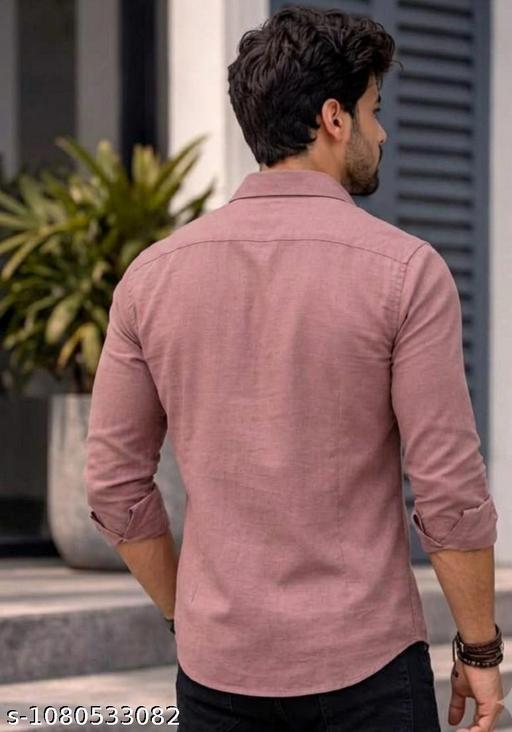 Men's Rose Pink Solid Shirt | Cotton Blend Full Sleeve Regular Fit Shirt for Men | Casual & Office Wear - Image 4