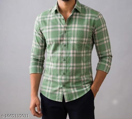 Men’s Premium Green Checked Full-Sleeve Casual Shirt