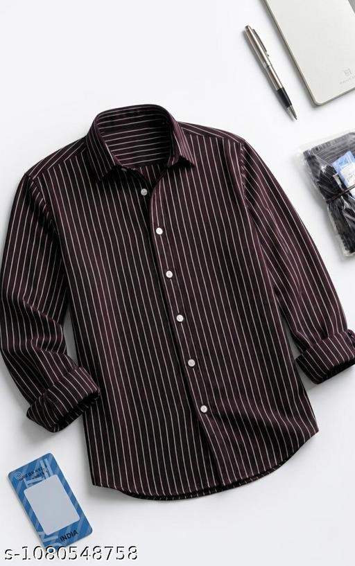 Men's Black & White Vertical Striped Shirt | Full Sleeve Cotton Blend Shirt for Men | Regular Fit Casual & Office Wear - Image 4