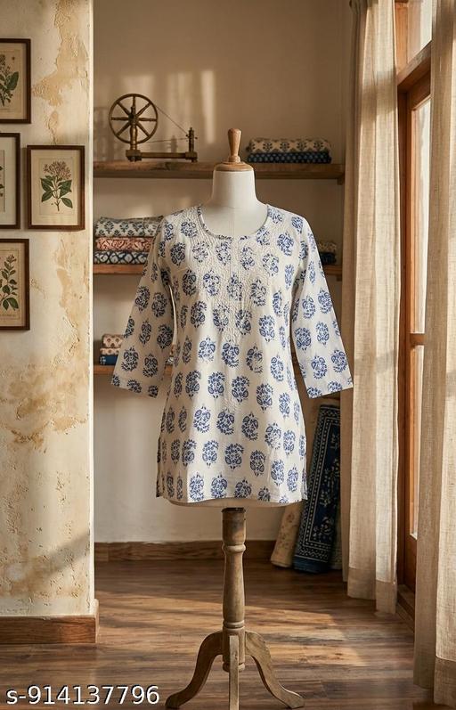 Women White Embroidery Kurti|| Topwear||Daily Wear Kurti - Image 8