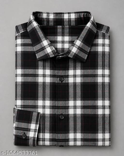 Men’s Black, Grey & White Checkered Shirt | Stylish Full Sleeve Cotton Blend Shirt for Men | Men’s Black, Grey & White Checkered Full Sleeve Shirt | Comfortable Every Wear Shirt for Office, College, Casual & Party Wear - Image 8