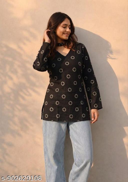 Rayon Printed Short Kurti Kurta Top For Women & Girls | Stylish Fancy Ethnic Wear Short Kurti | Casual Daily Wear Office Wear Kurti Top - Image 3