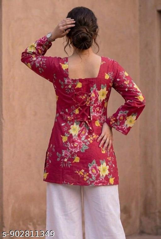 floral-printed short cotton kurti //fashion//style//daily wear//office wear - Image 2