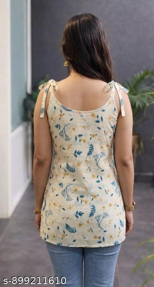 Women White slveeless kurti//Casual kurti//Daily wear//Printed kurti//college wear//Casual topwear - Image 2