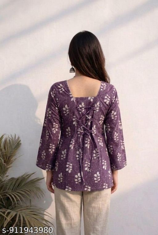 Women Purple Shorts kurti// Cotton Short Kurti// Daily Wear// Office Wear - Image 2