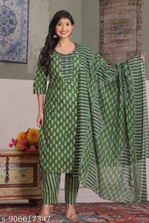 Women Cotton Kurti Bottom with dupatta// Traditional kurti set//Daily Wear//Office Wear