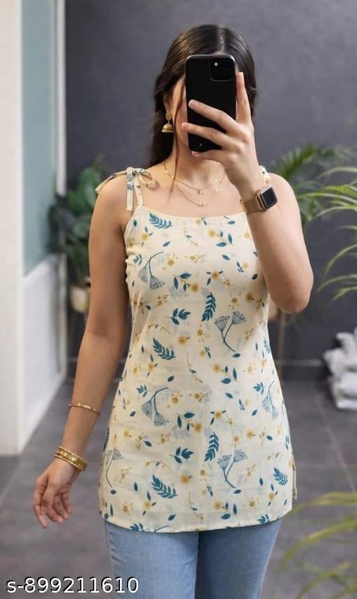 Women White slveeless kurti//Casual kurti//Daily wear//Printed kurti//college wear//Casual topwear - Image 3