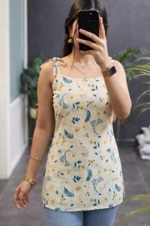 Women White slveeless kurti//Casual kurti//Daily wear//Printed kurti//college wear//Casual topwear