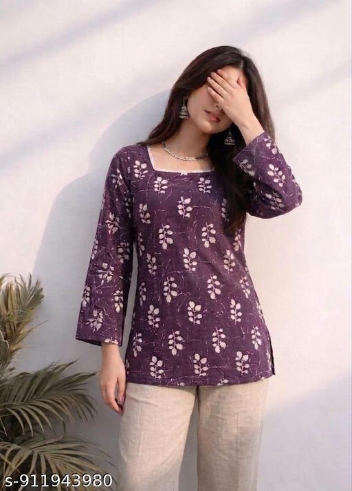 Women Purple Shorts kurti// Cotton Short Kurti// Daily Wear// Office Wear